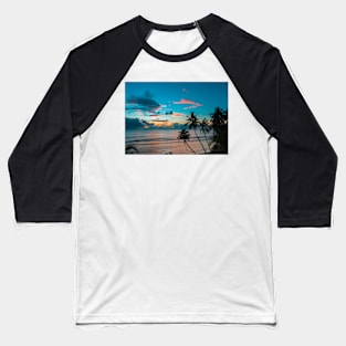 PALM TREE SUNSET ON THE SEA SHORE DESIGN Baseball T-Shirt